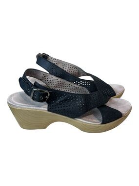 Dansko Jacinda Full Grain Mid Heel Sandal Size 40/9.5-10 black